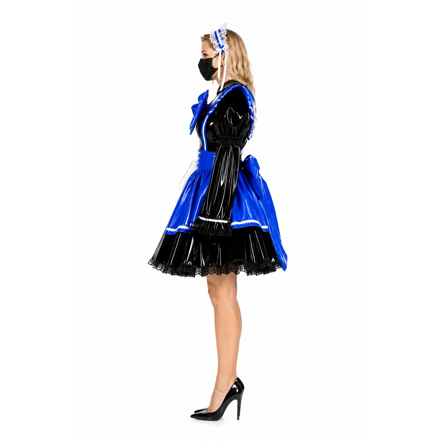 schwarzes dünnes PVC-Kleid G614