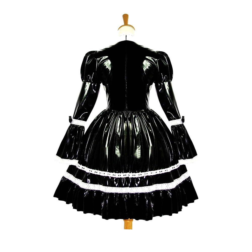 Schwarzes enges PVC-Kleid G615