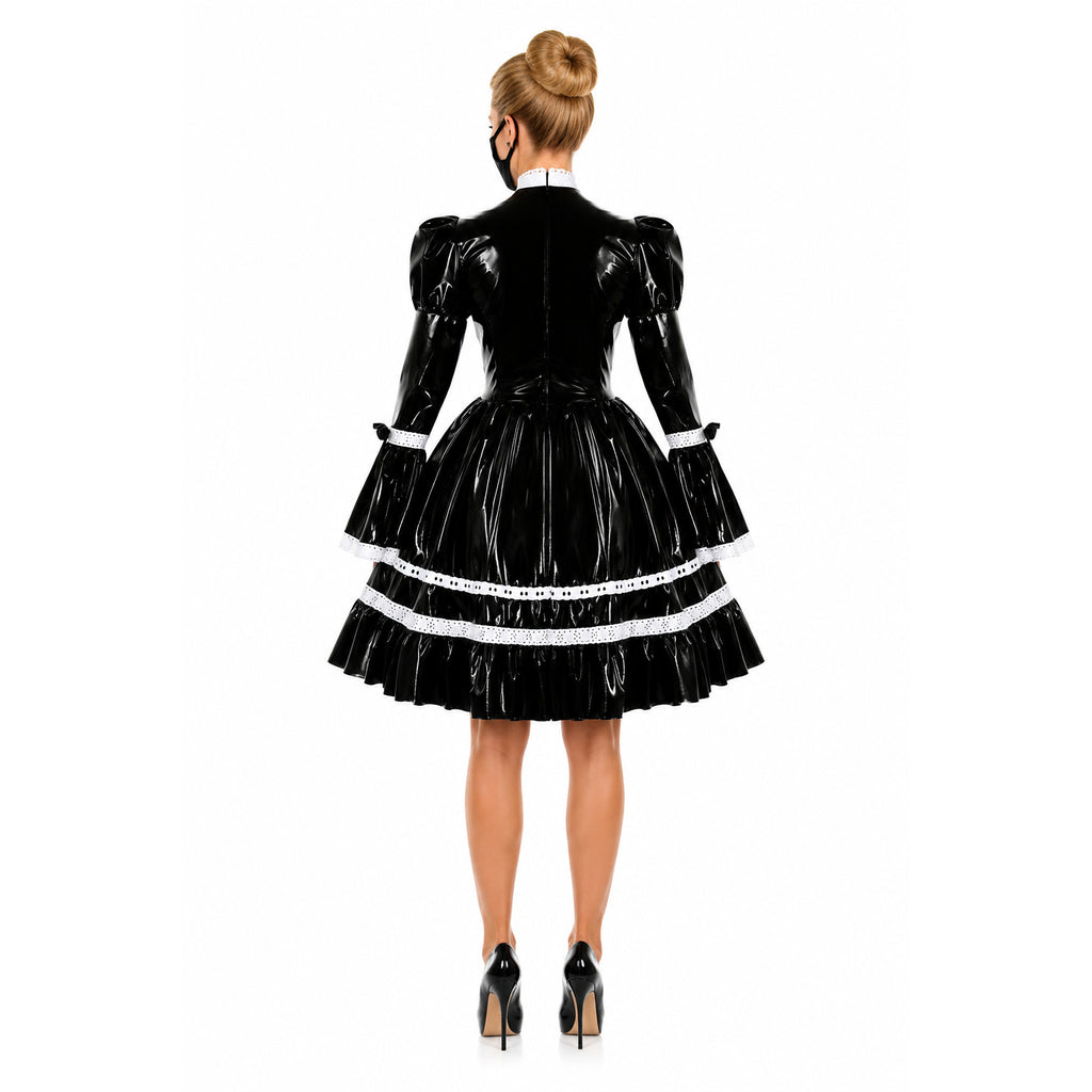 Schwarzes enges PVC-Kleid G615
