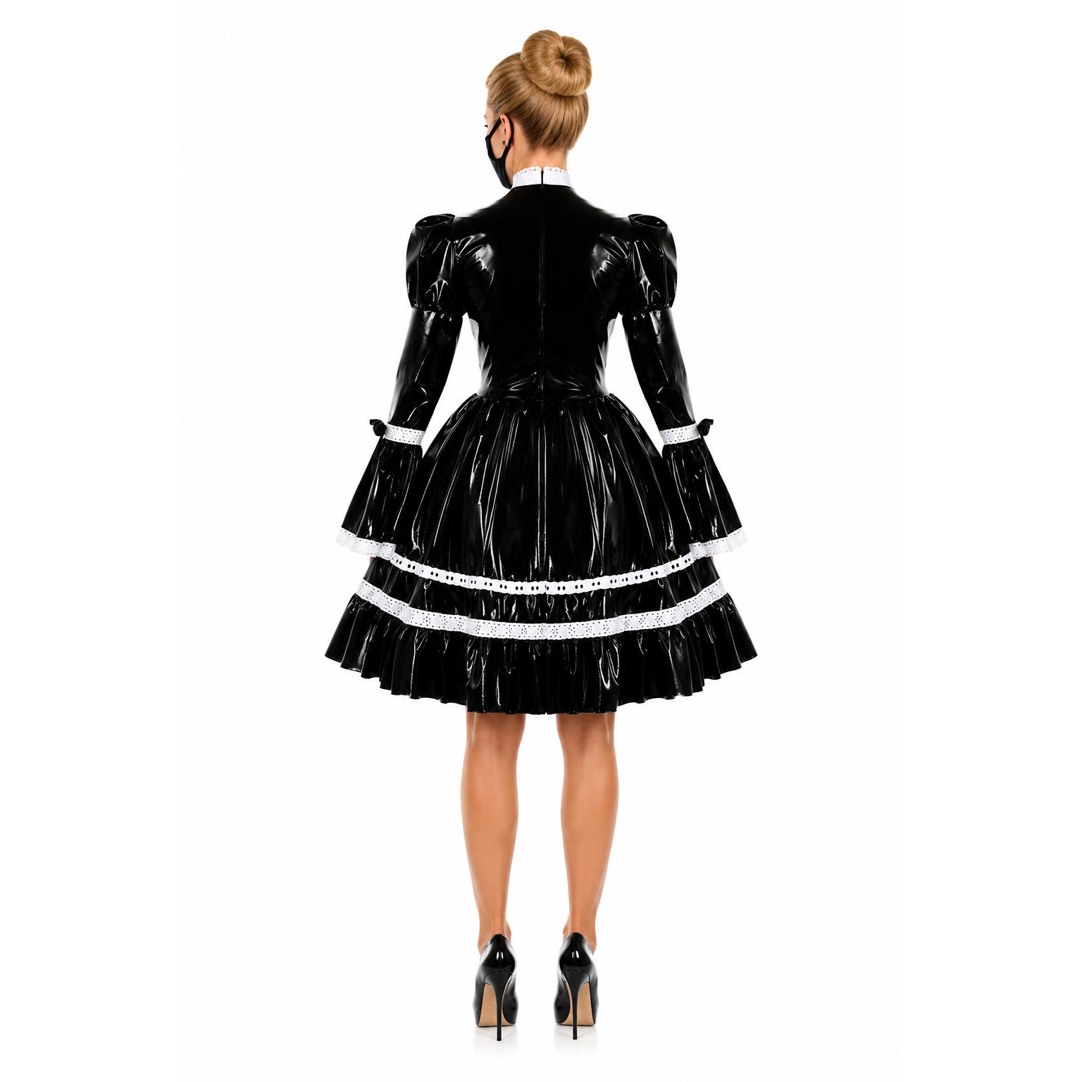 Schwarzes enges PVC-Kleid G615