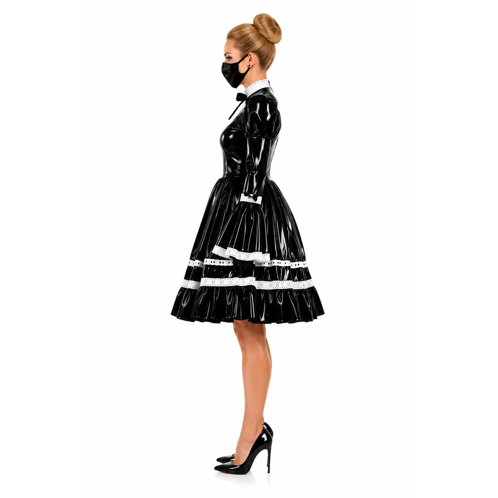 Schwarzes enges PVC-Kleid G615