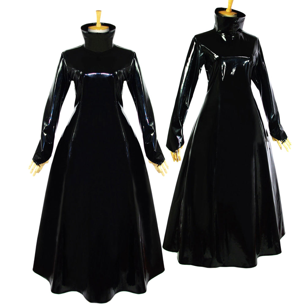 schwarzes, dünnes PVC-Kleid G620