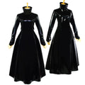 schwarzes, dünnes PVC-Kleid G620