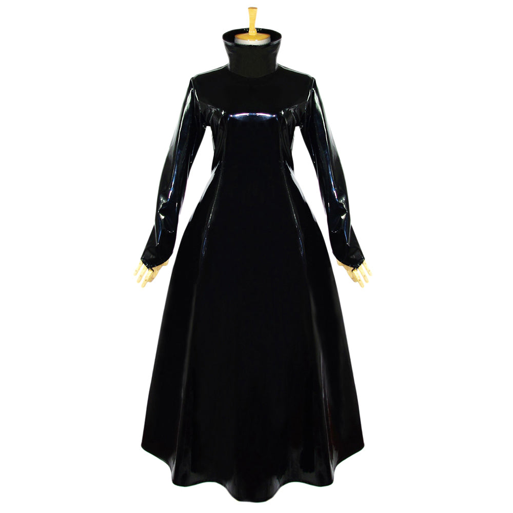 schwarzes, dünnes PVC-Kleid G620