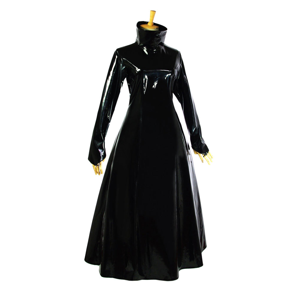 schwarzes, dünnes PVC-Kleid G620