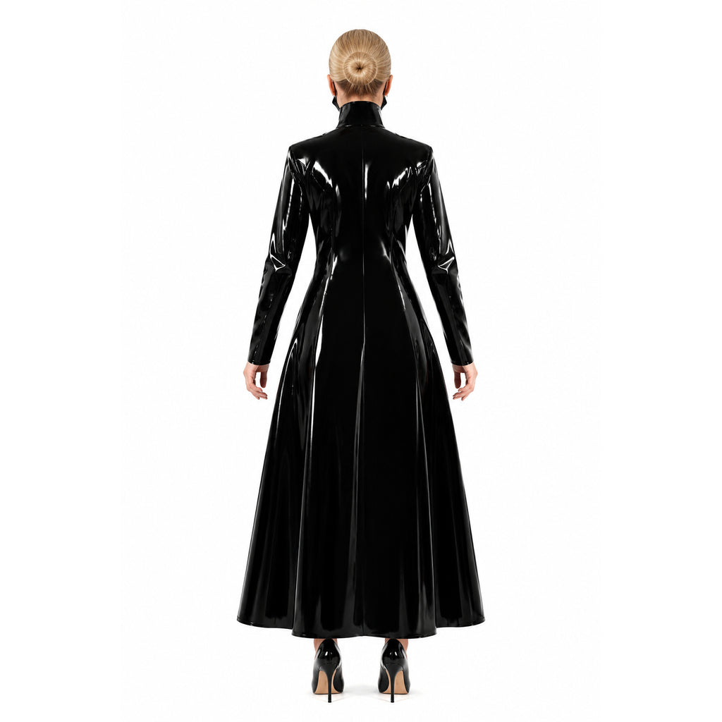 schwarzes, dünnes PVC-Kleid G620