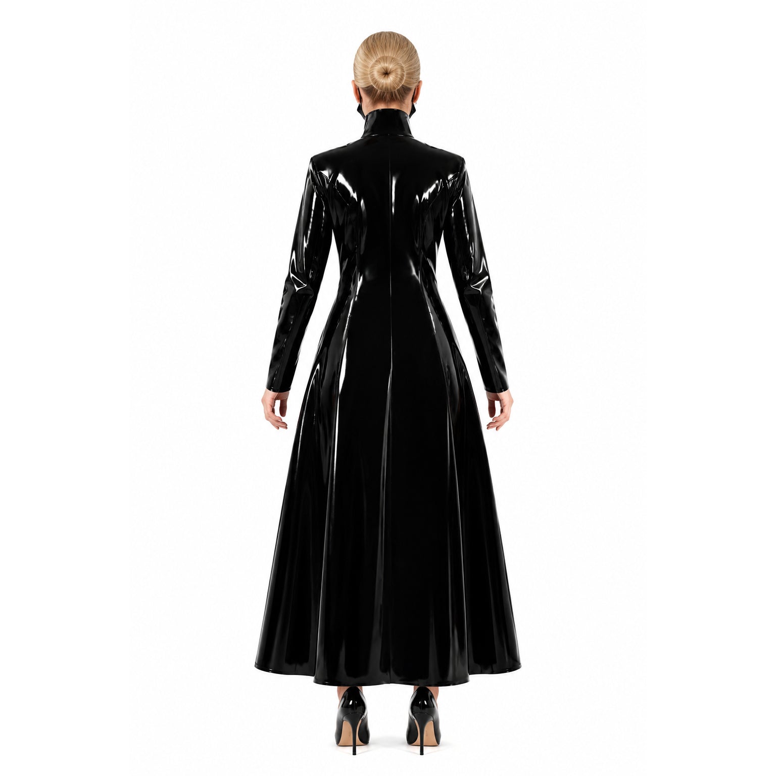 schwarzes, dünnes PVC-Kleid G620