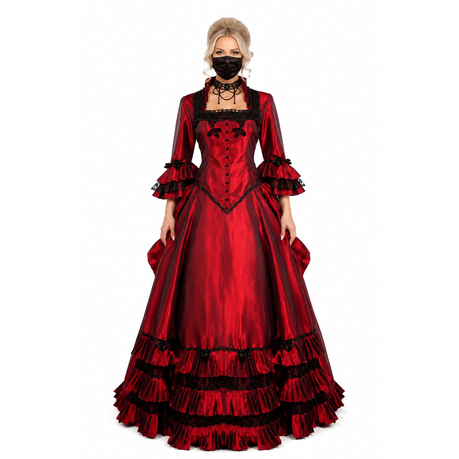 rotes Taftkleid G621