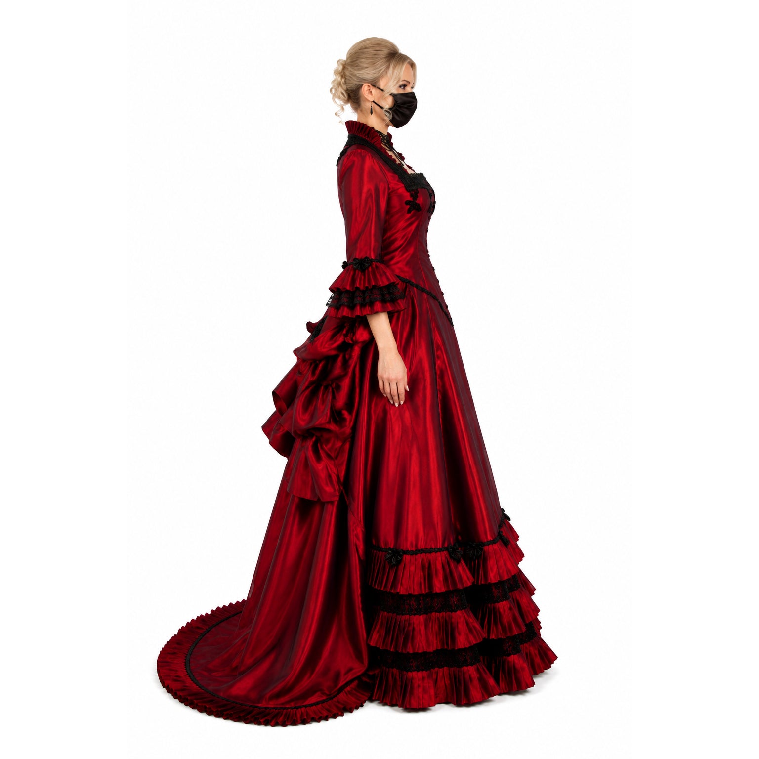 rotes Taftkleid G621