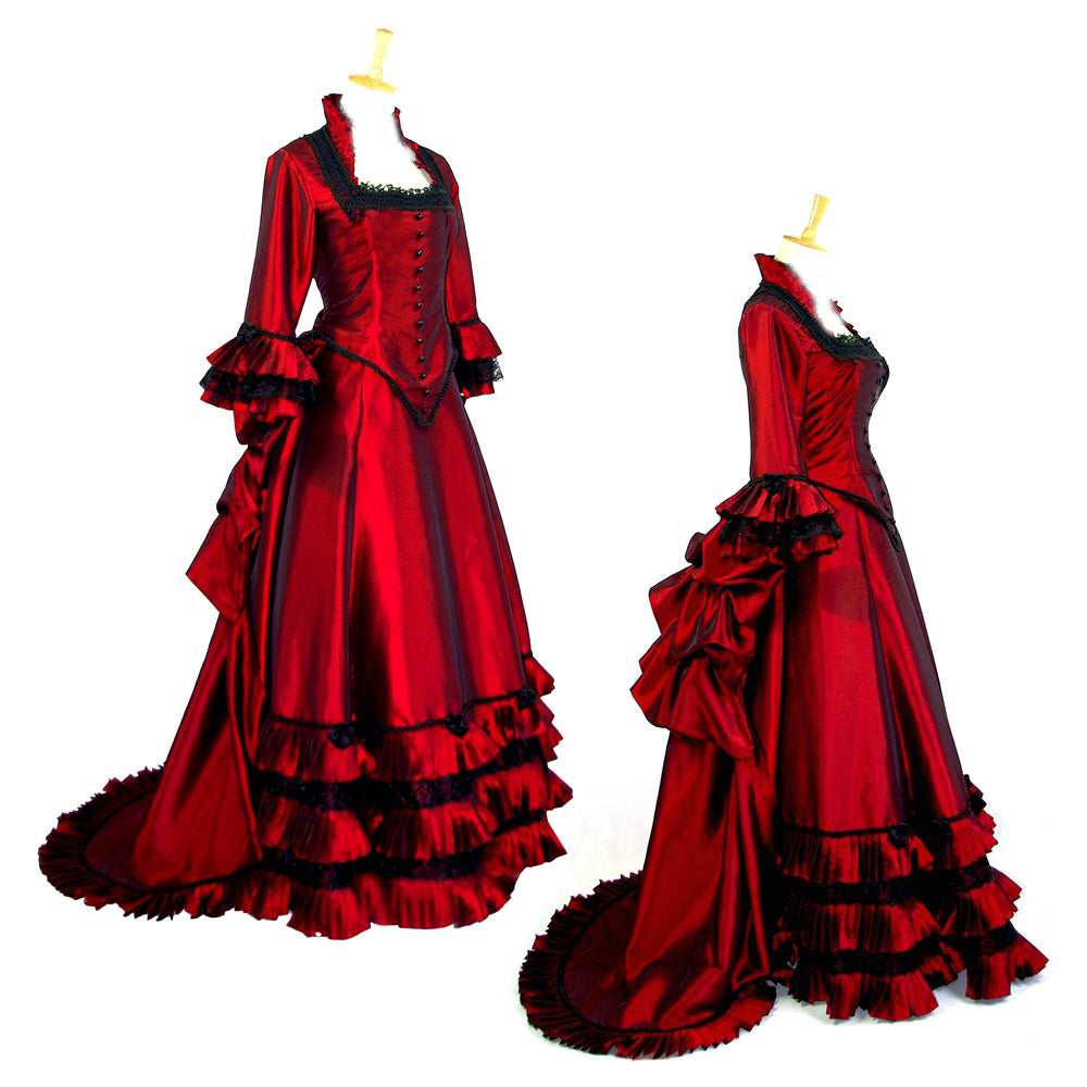 Robe de soubrette en taffetas rouge G621