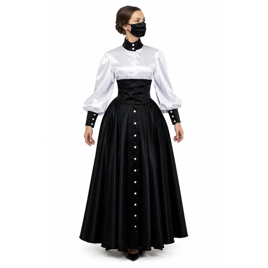 weiße Bluse schwarzer Rock G632