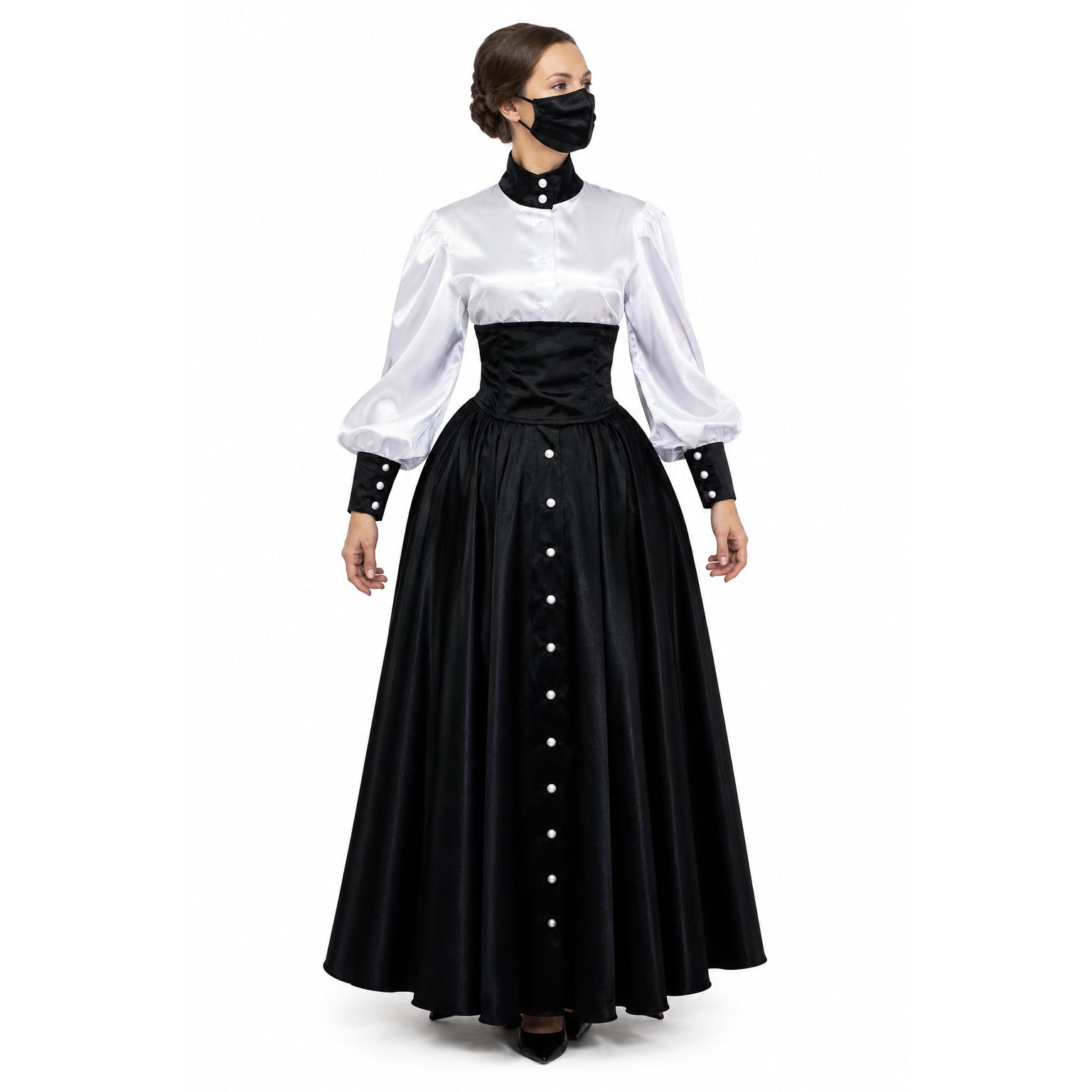 weiße Bluse schwarzer Rock G632