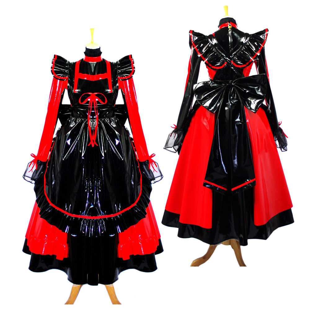 rotes, dünnes PVC-Kleid G634