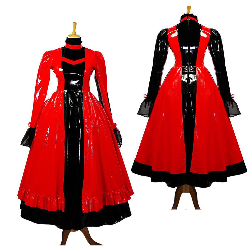 rotes, dünnes PVC-Kleid G634
