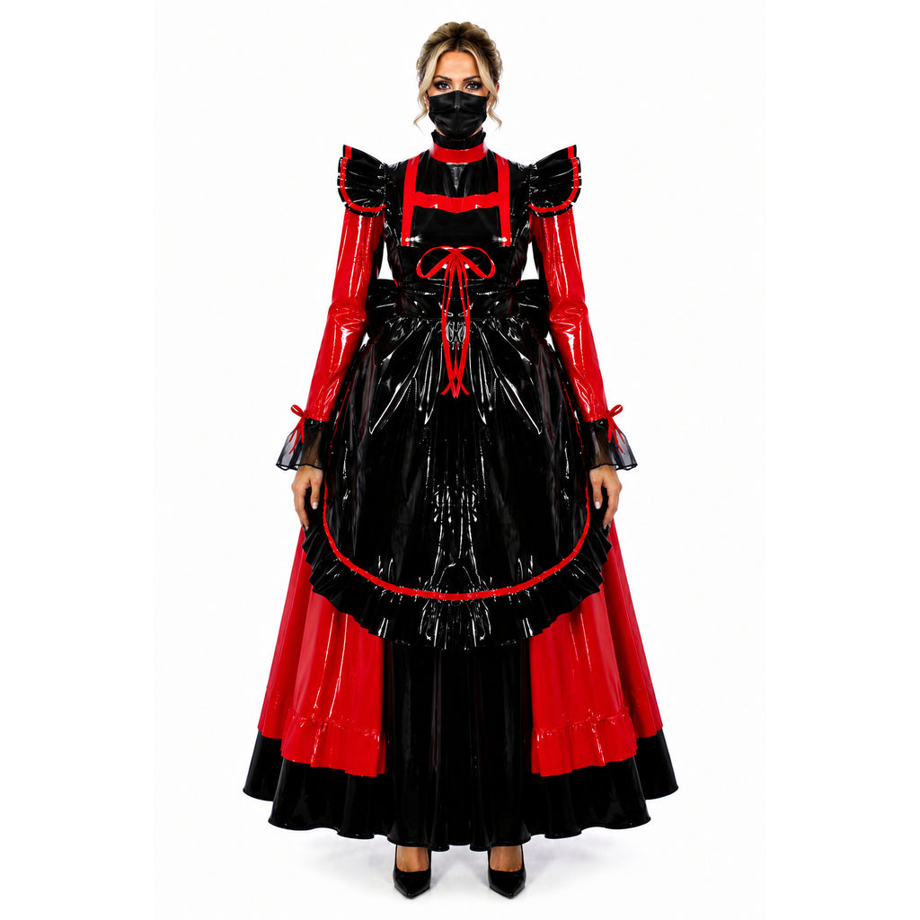 rotes, dünnes PVC-Kleid G634