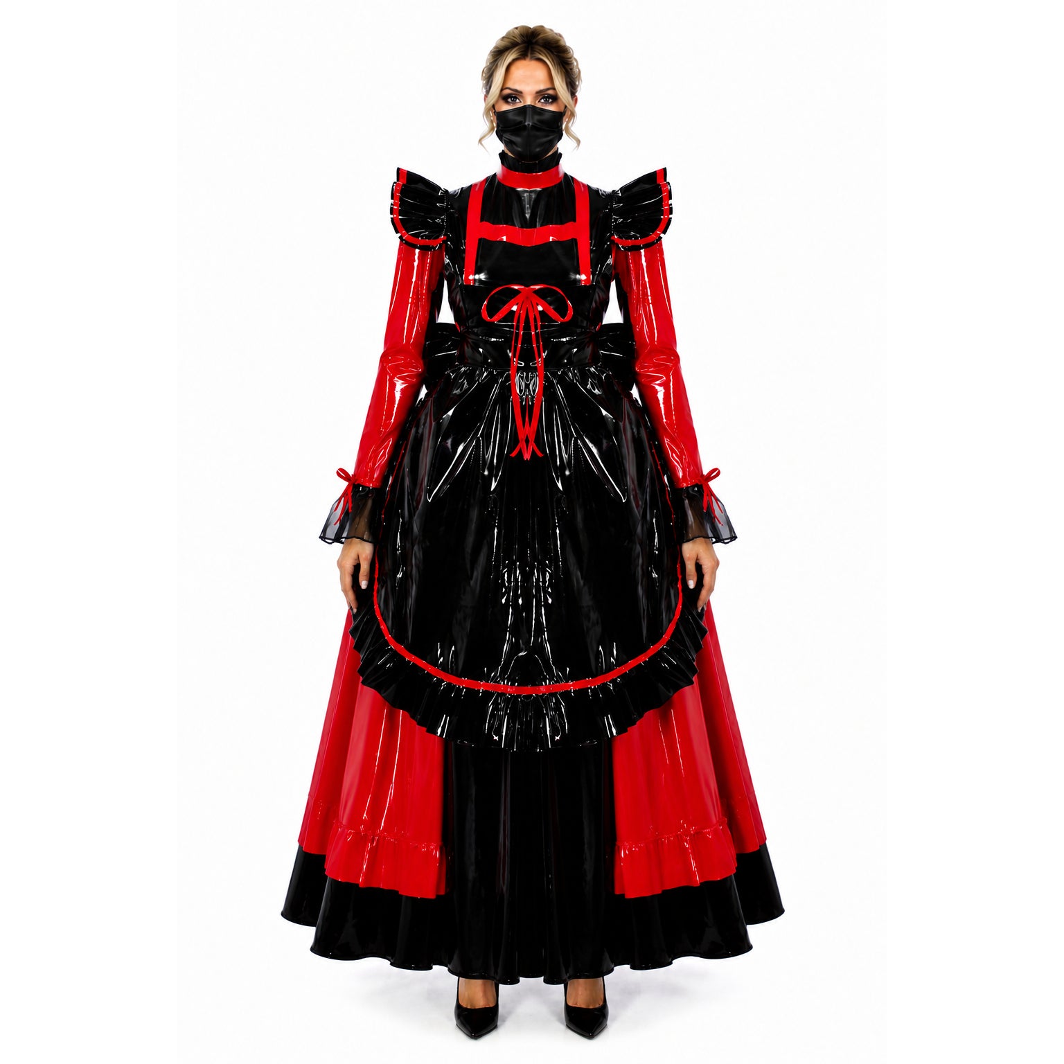 rotes, dünnes PVC-Kleid G634