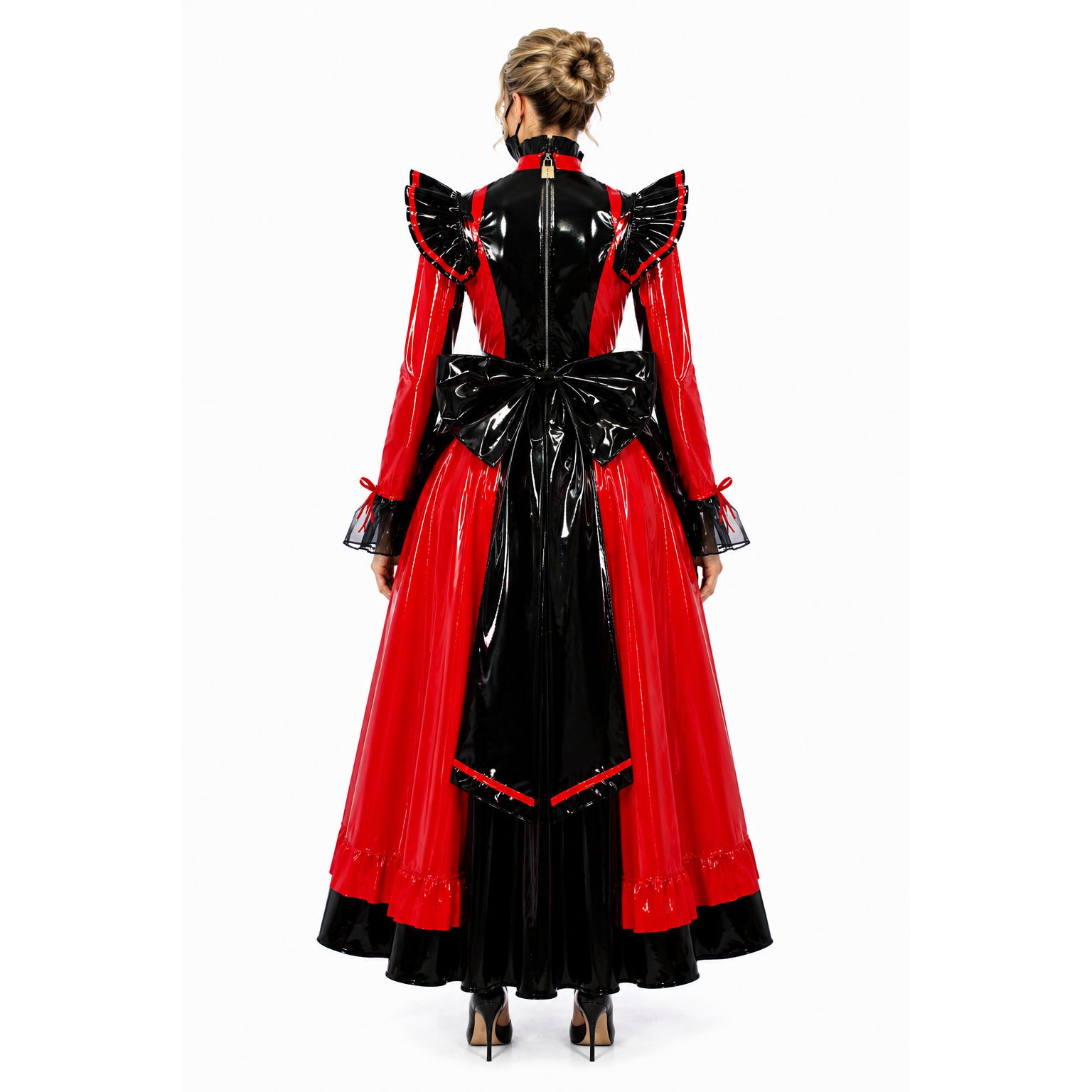 rotes, dünnes PVC-Kleid G634
