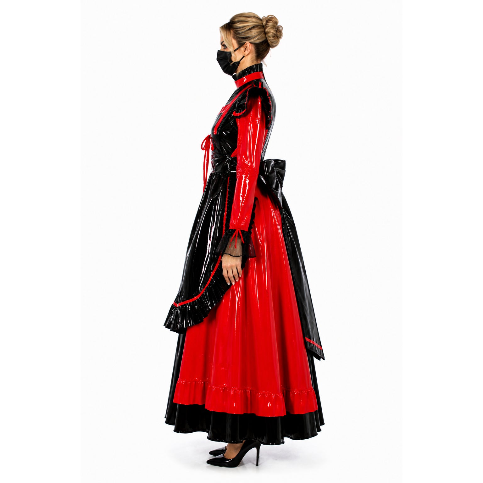 rotes, dünnes PVC-Kleid G634