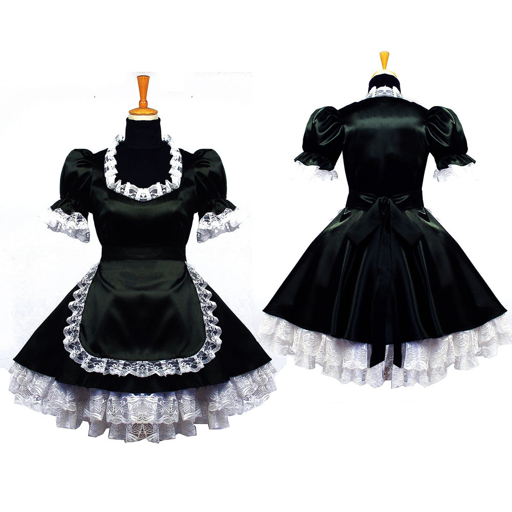 schwarzes Satinkleid G639