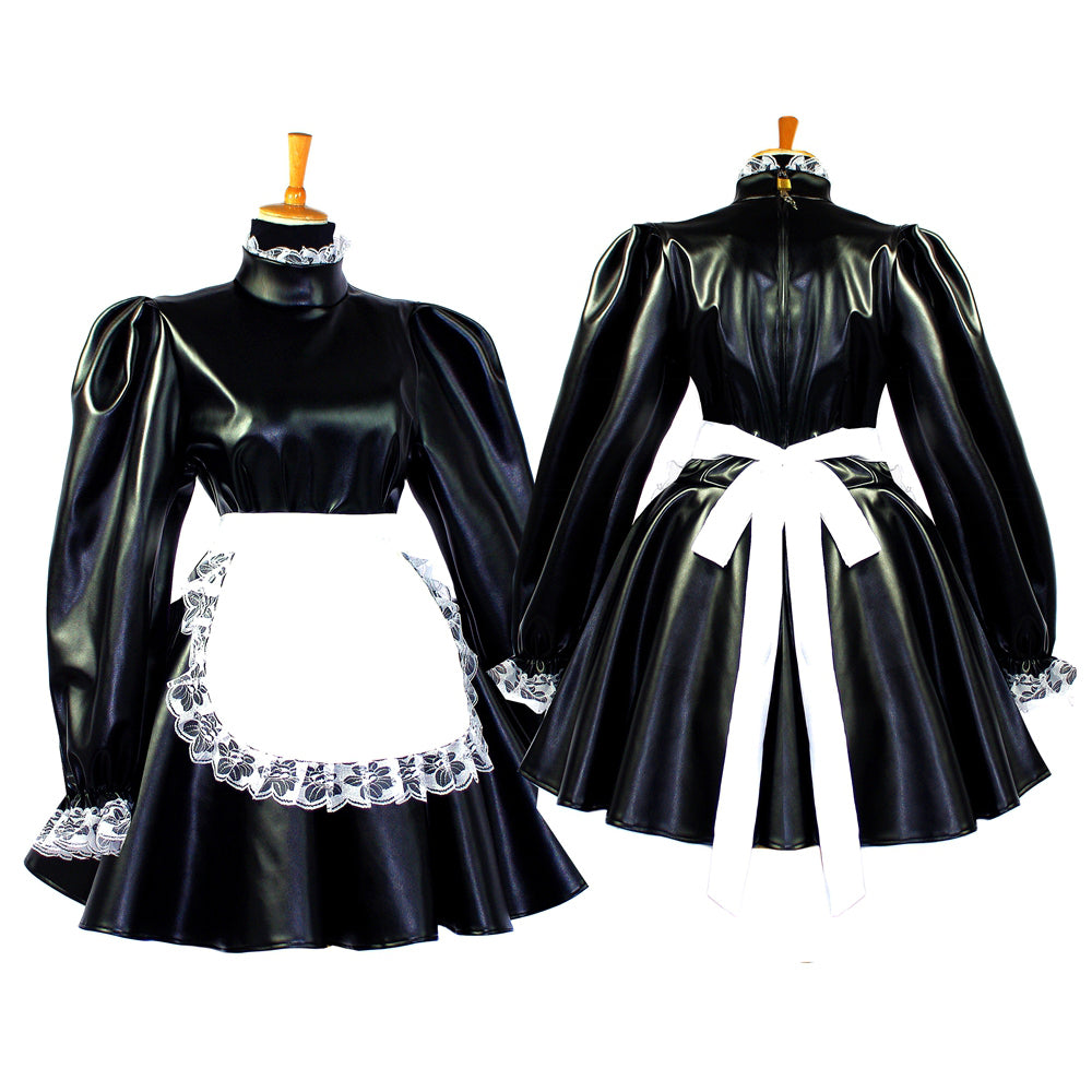 Schwarzes Lederkleid G652