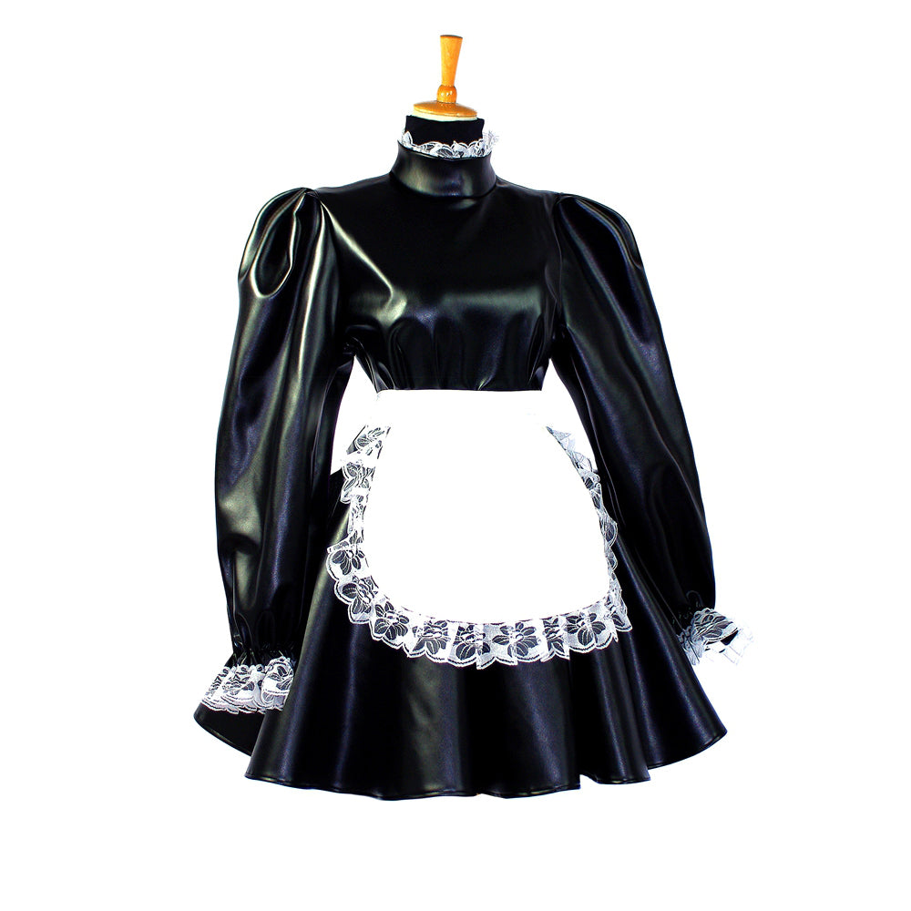 Schwarzes Lederkleid G652