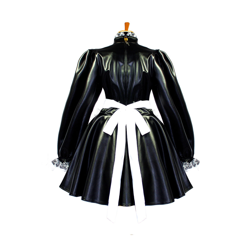 Schwarzes Lederkleid G652