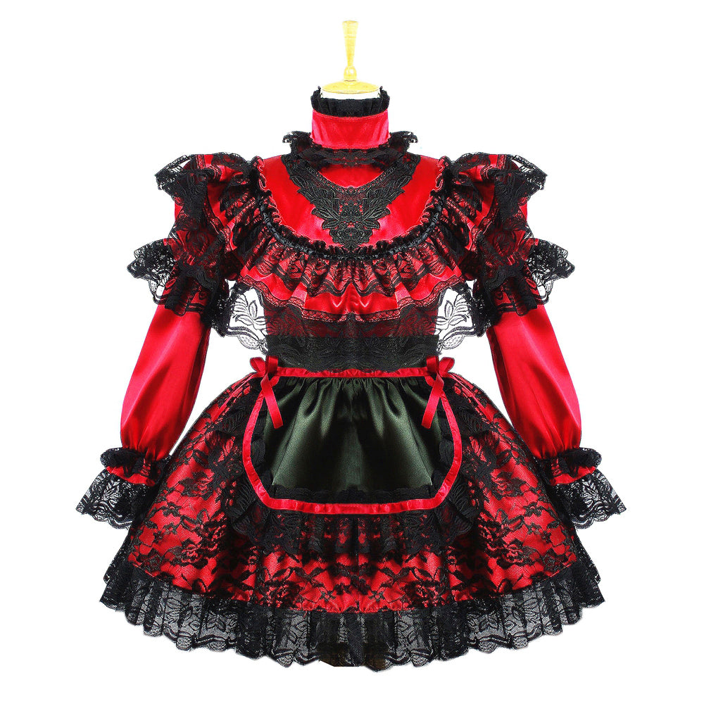 rotes Satinkleid G658
