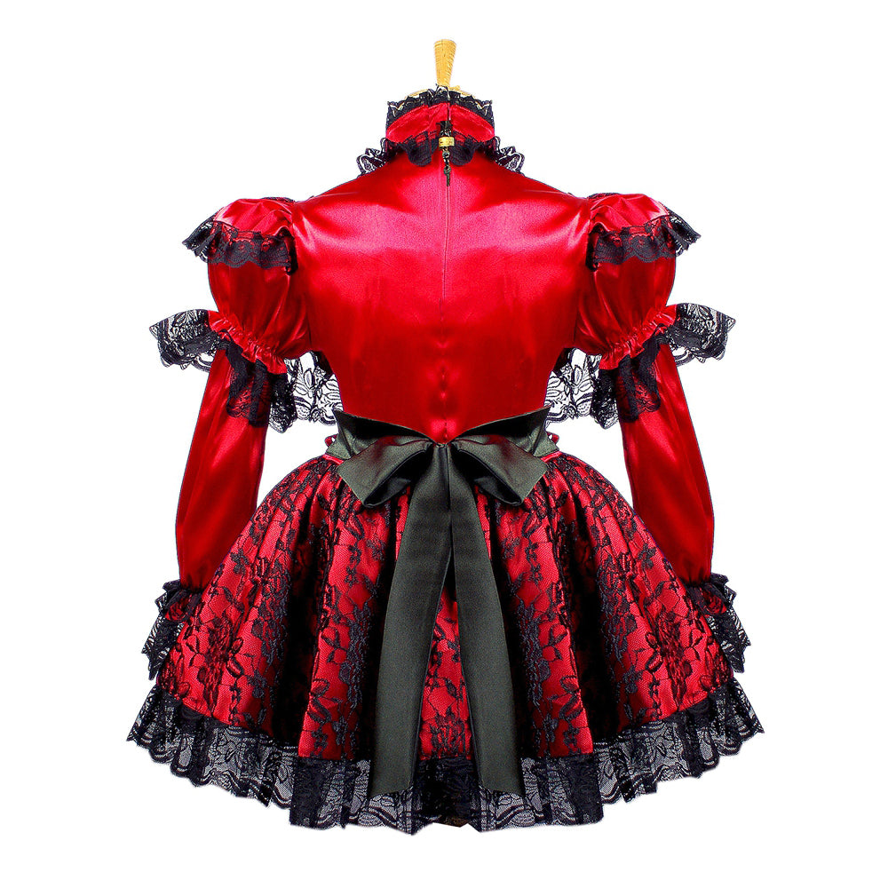 rotes Satinkleid G658