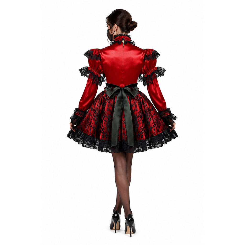 rotes Satinkleid G658