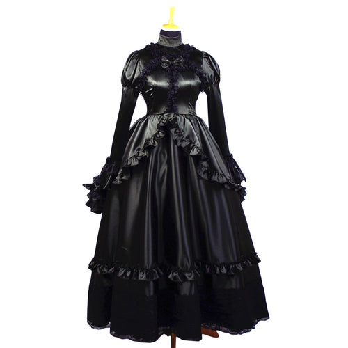 Robe de soubrette en satin noir G660
