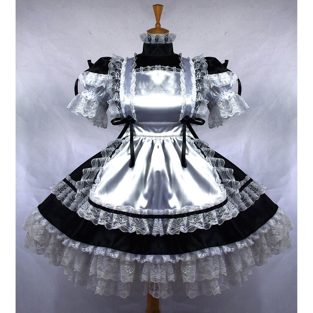 schwarzes Satinkleid G664