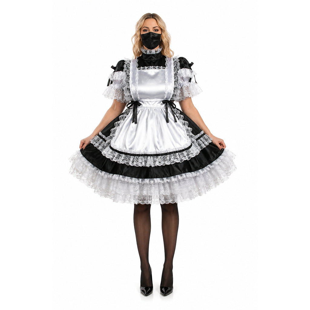 schwarzes Satinkleid G664