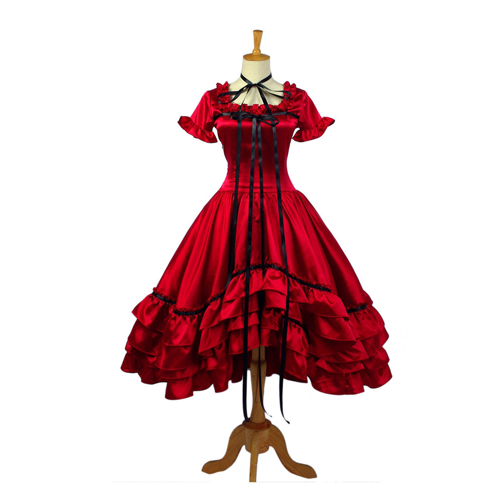 rotes Satinkleid G665