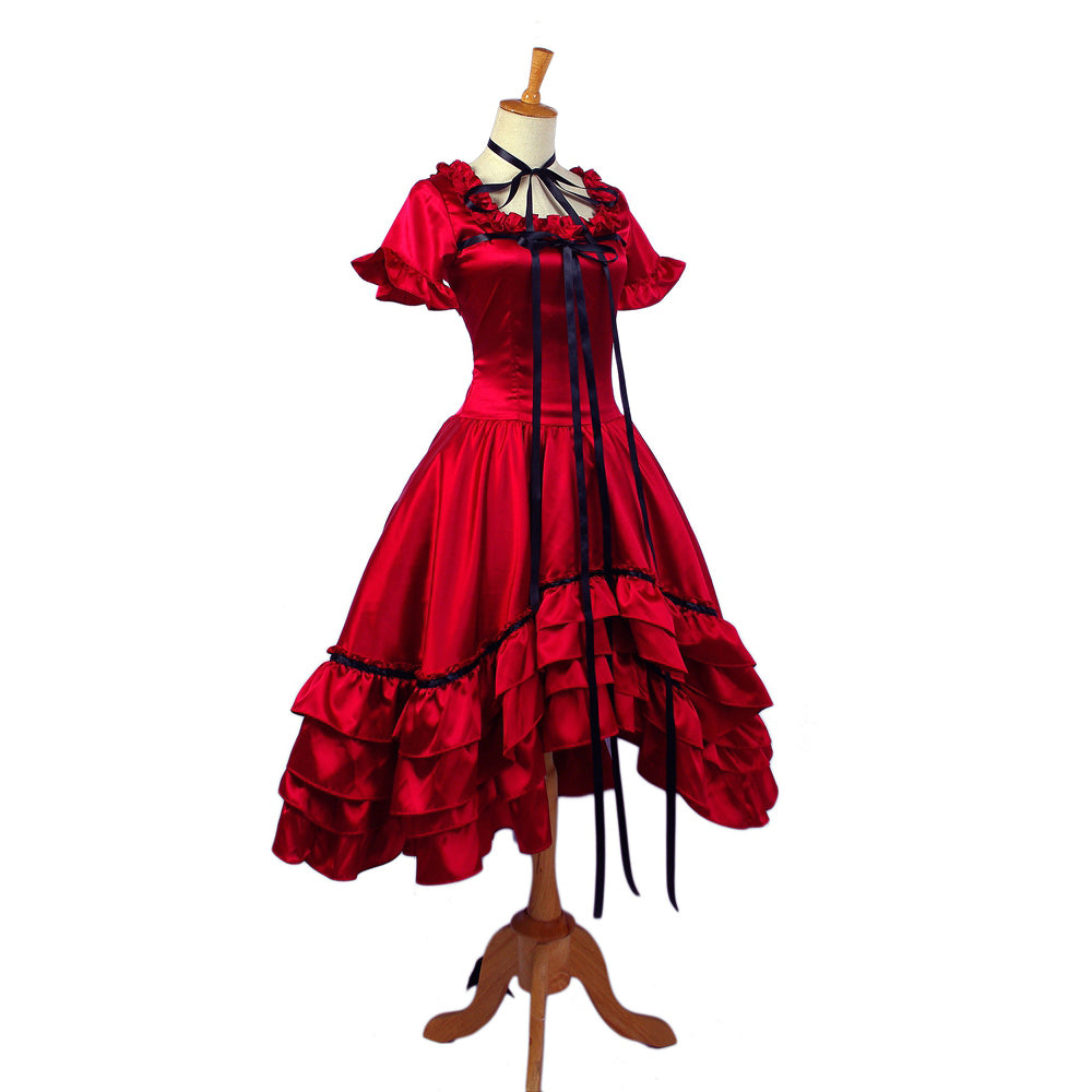 rotes Satinkleid G665