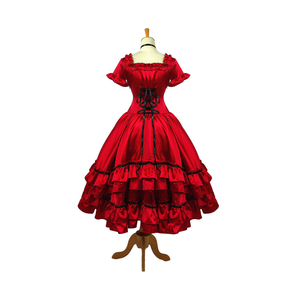 rotes Satinkleid G665