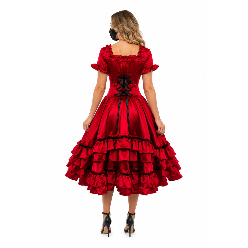 rotes Satinkleid G665