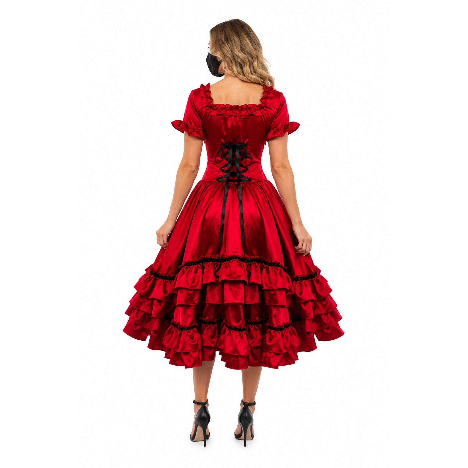 rotes Satinkleid G665