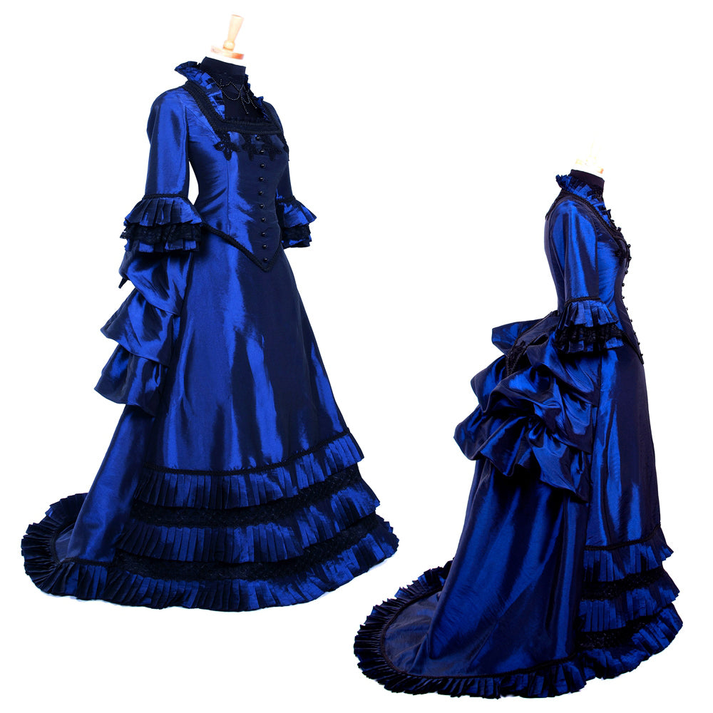 blaues Taftkleid G699