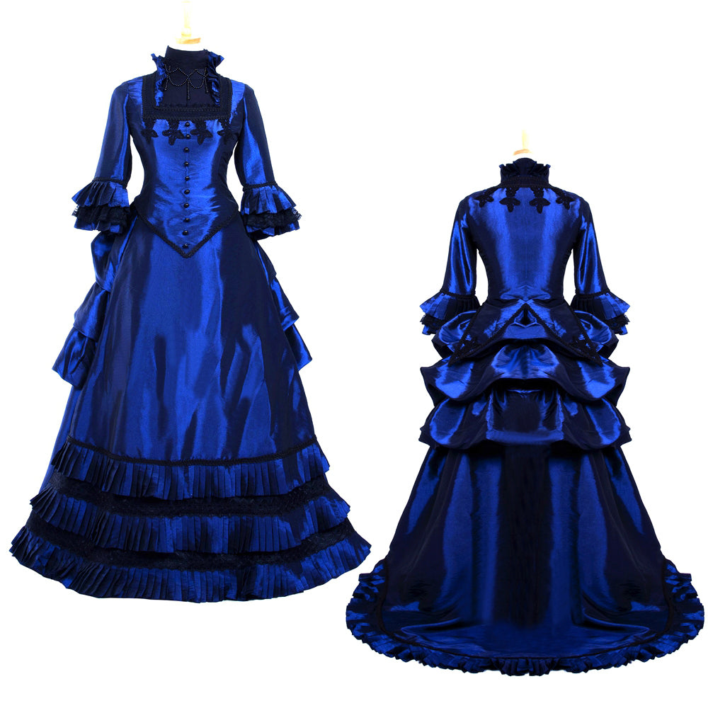 blaues Taftkleid G699