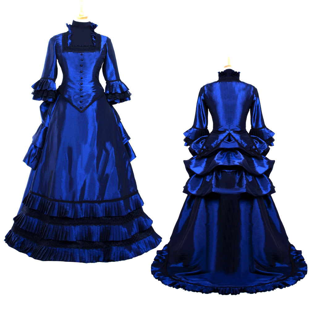 Robe sissy en taffetas bleu G699