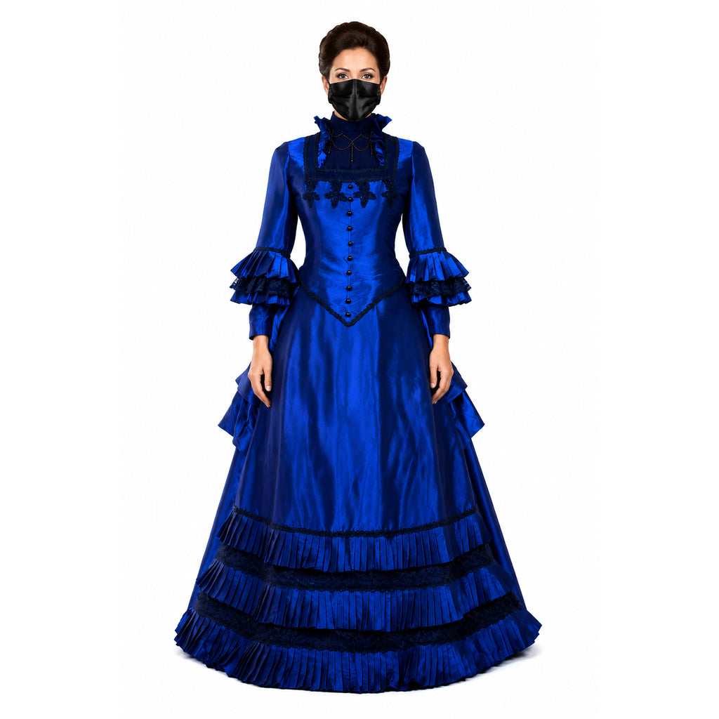 blaues Taftkleid G699