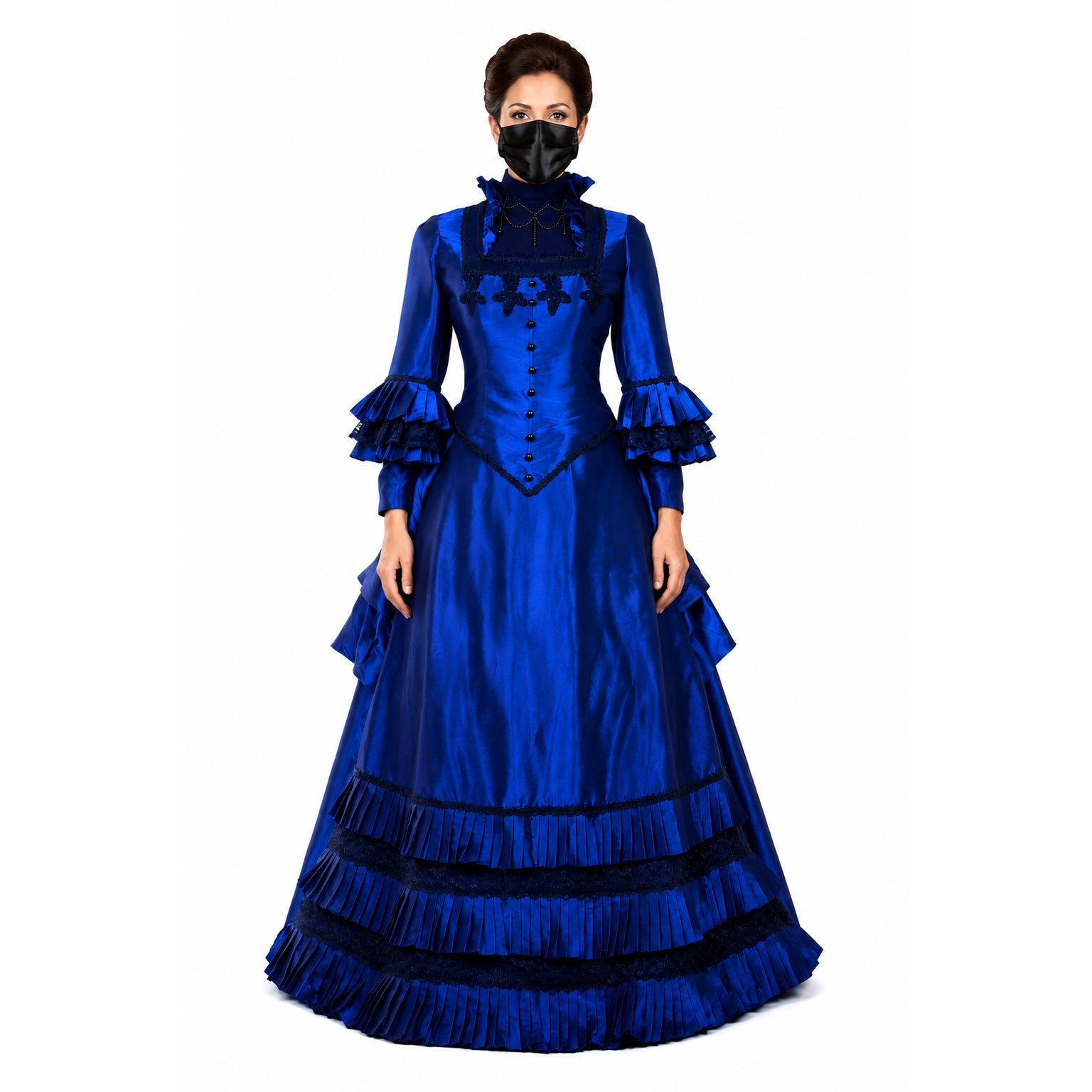 blaues Taftkleid G699
