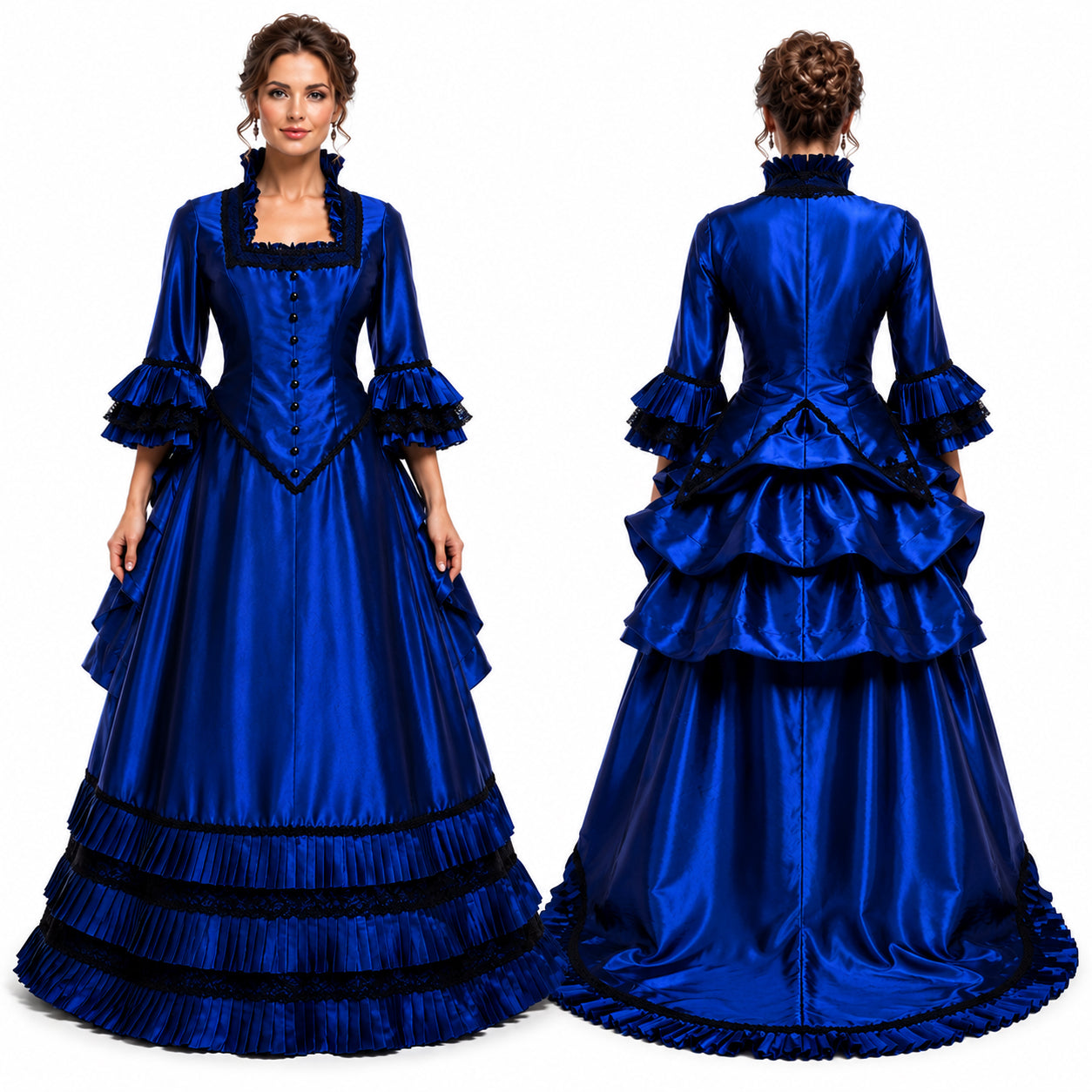 Robe sissy en taffetas bleu G699