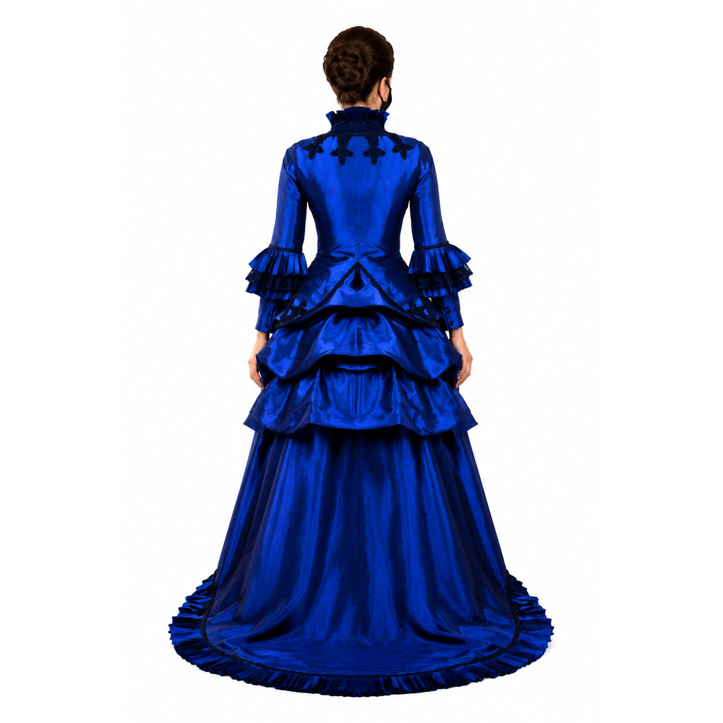 blaues Taftkleid G699