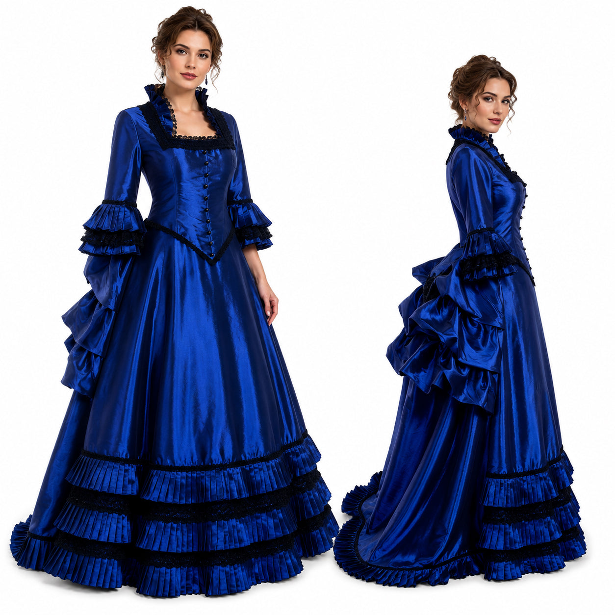 Robe sissy en taffetas bleu G699