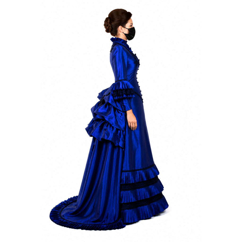 blaues Taftkleid G699