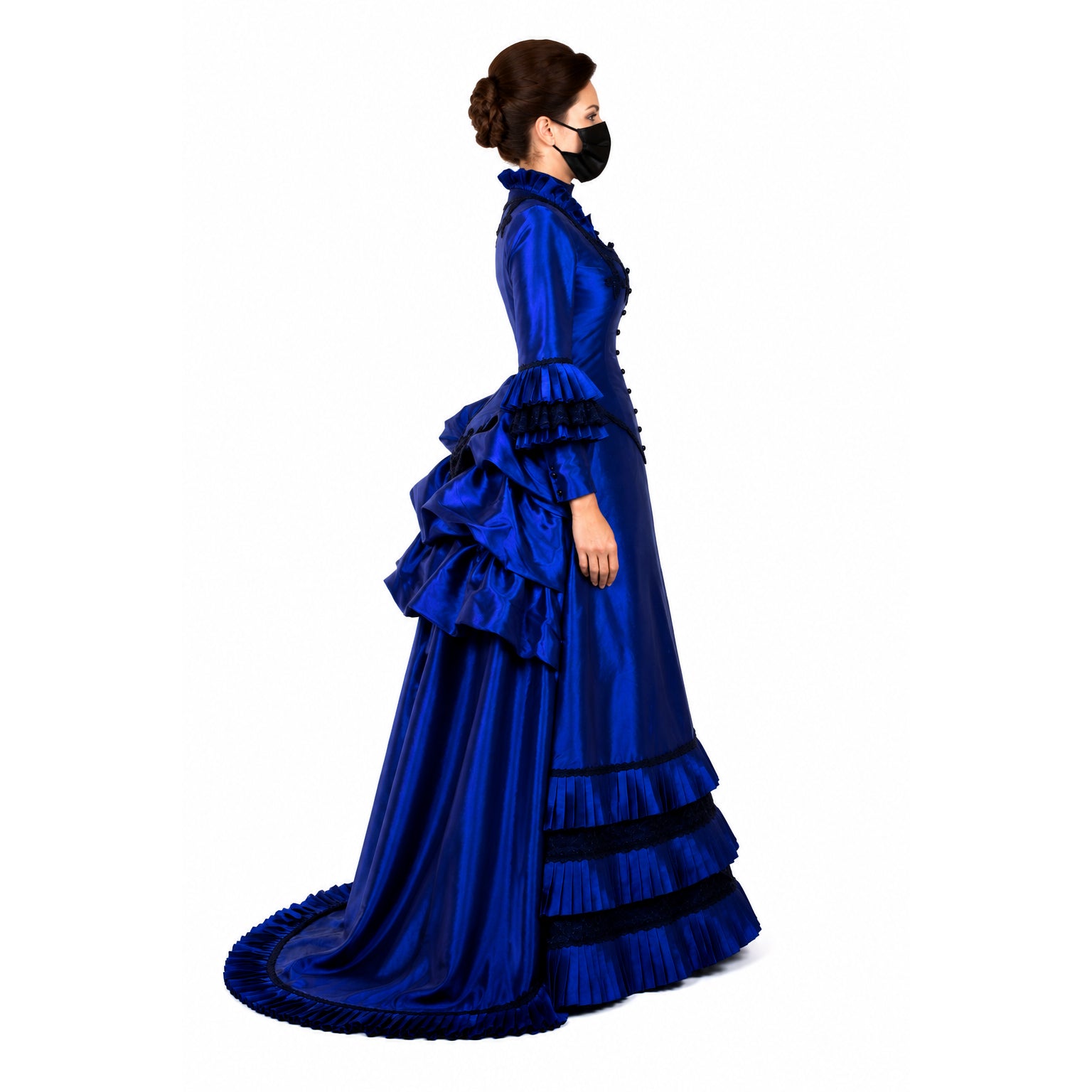 blaues Taftkleid G699