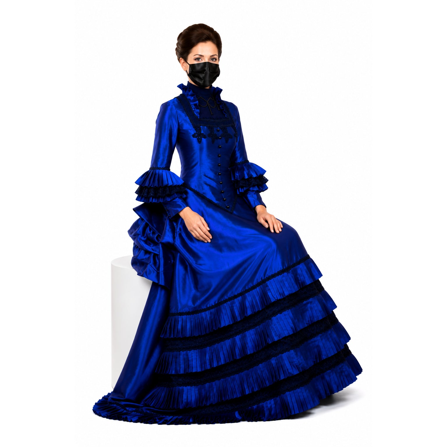blaues Taftkleid G699