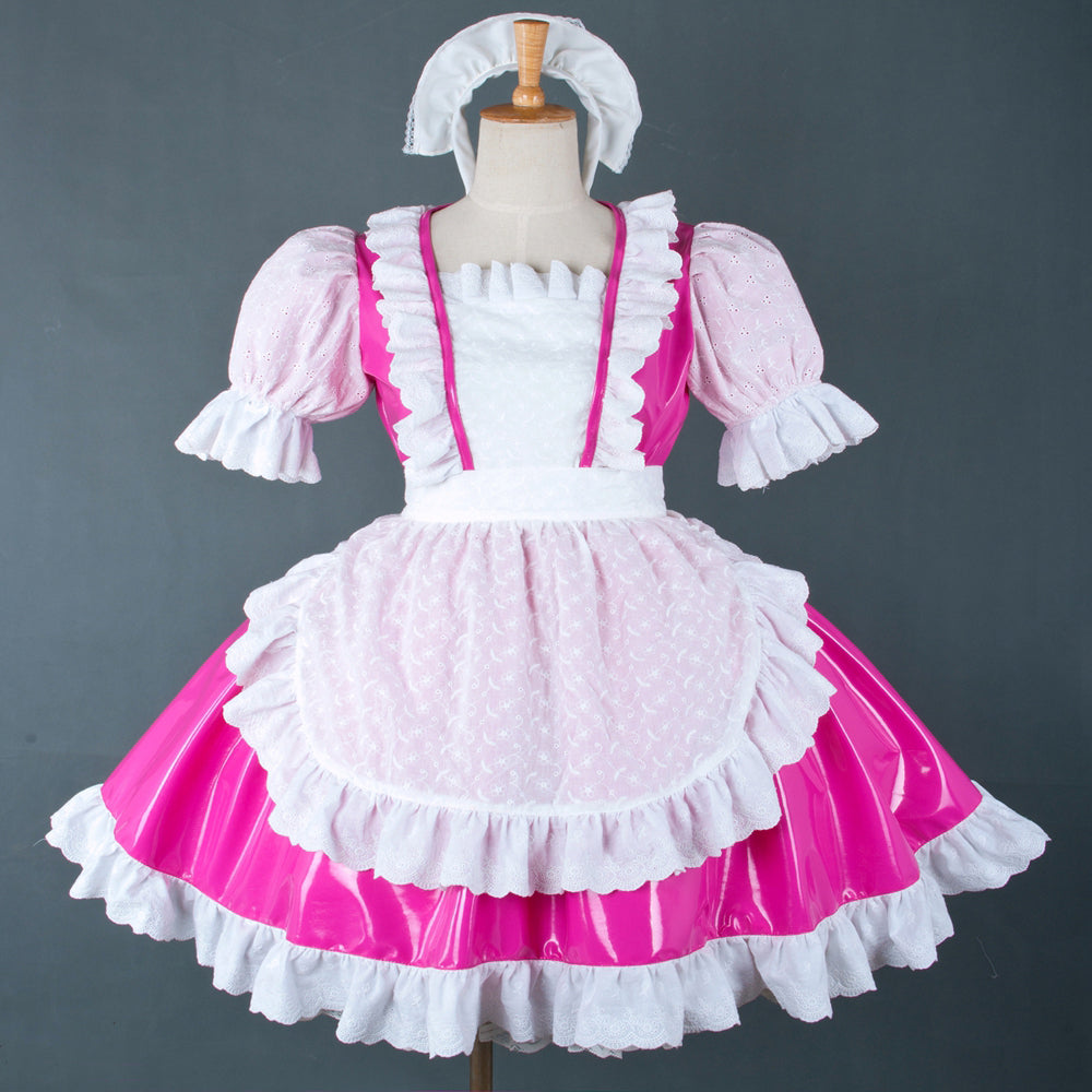 Heißrosa dünnes PVC-Kleid G756