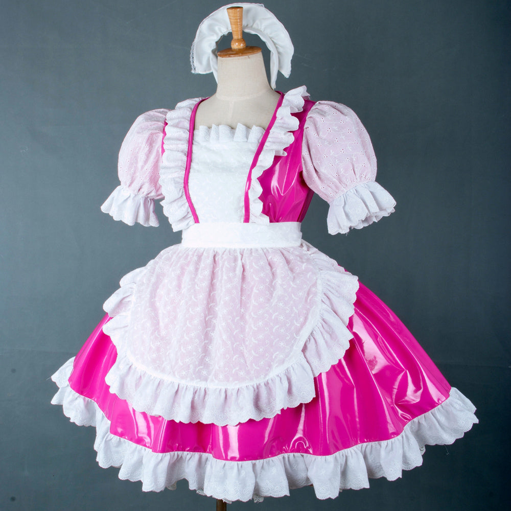 Heißrosa dünnes PVC-Kleid G756